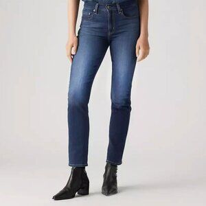 Levi's 724 High Rise Slim Straight Jeans Dark Wash Stretch Denim Classic